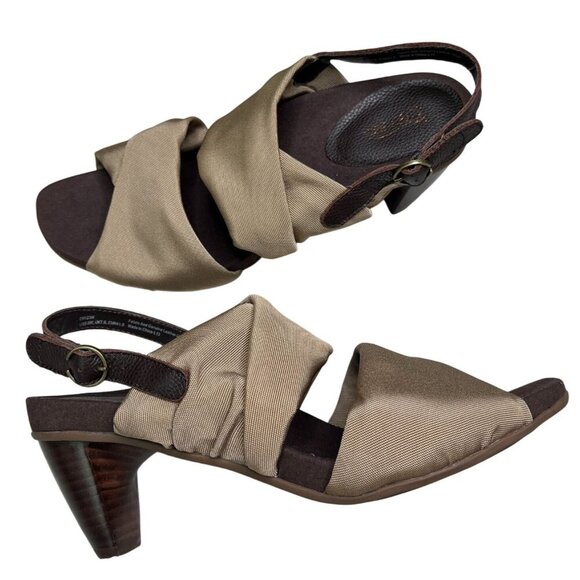 Aetrex - Essence™ Jamie Double Band Stretch Heel Sandal in Tan |Taupe Color| 9W - Picture 12 of 13